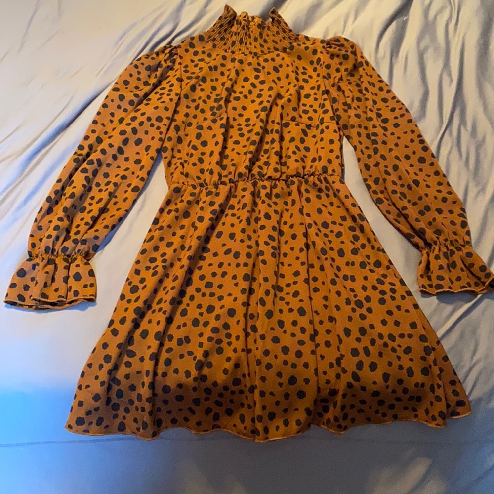 High neck, lightweight dress.